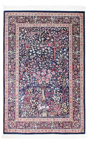Persisk tæppe - Ghom - 152 x 100 cm - mørkeblå