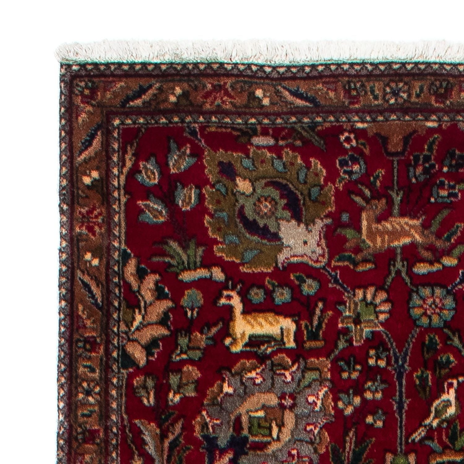 Løber Persisk tæppe - Tabriz - 385 x 90 cm - mørkerød