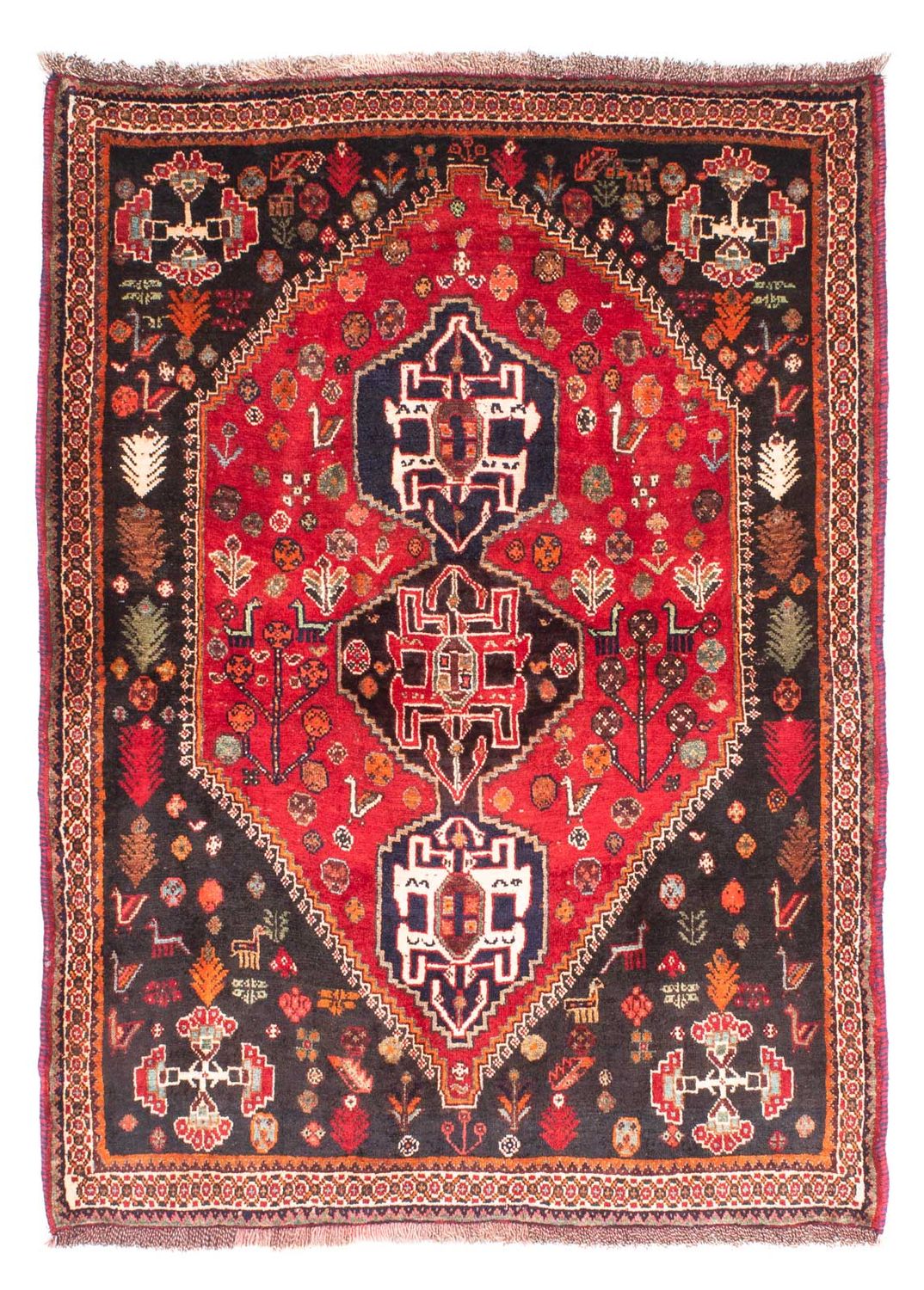 Persisk tæppe - Nomadisk - 174 x 124 cm - mørkerød
