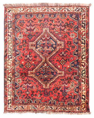 Persisk tæppe - Nomadisk - 140 x 115 cm - mørkerød