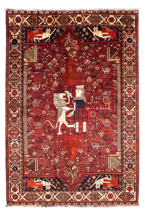 Persisk tæppe - Nomadisk - 220 x 145 cm - mørkerød