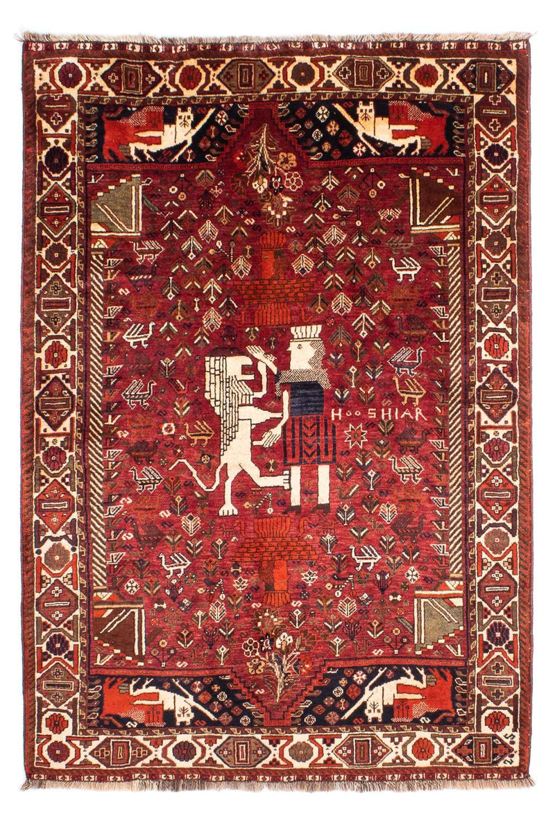 Persisk tæppe - Nomadisk - 220 x 145 cm - mørkerød