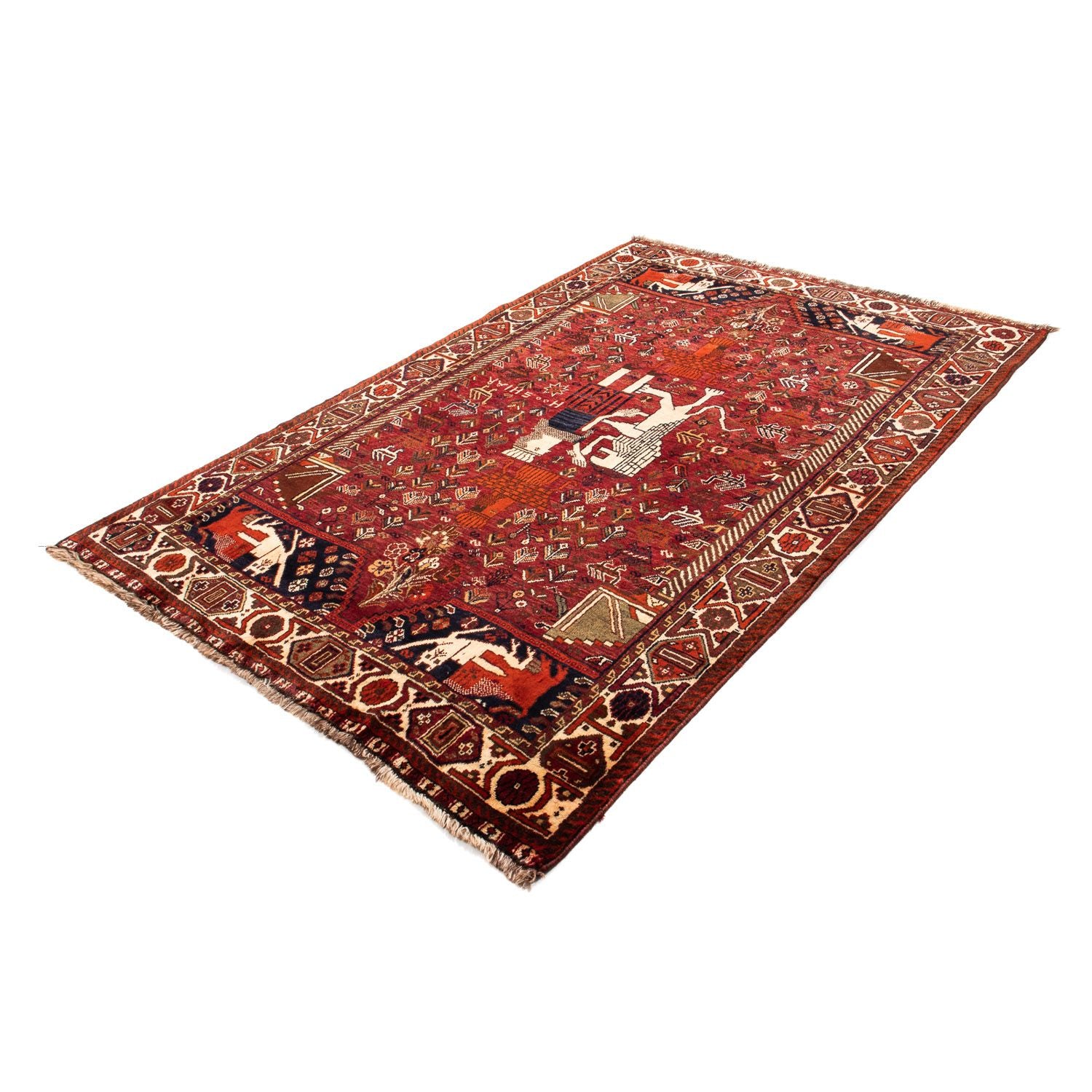 Persisk tæppe - Nomadisk - 220 x 145 cm - mørkerød