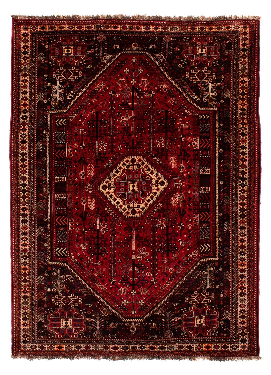 Persisk tæppe - Nomadisk - 245 x 190 cm - mørkerød