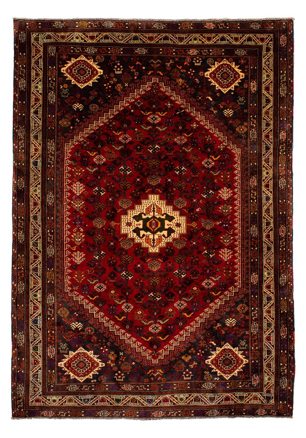 Persisk tæppe - Nomadisk - 295 x 210 cm - mørkerød
