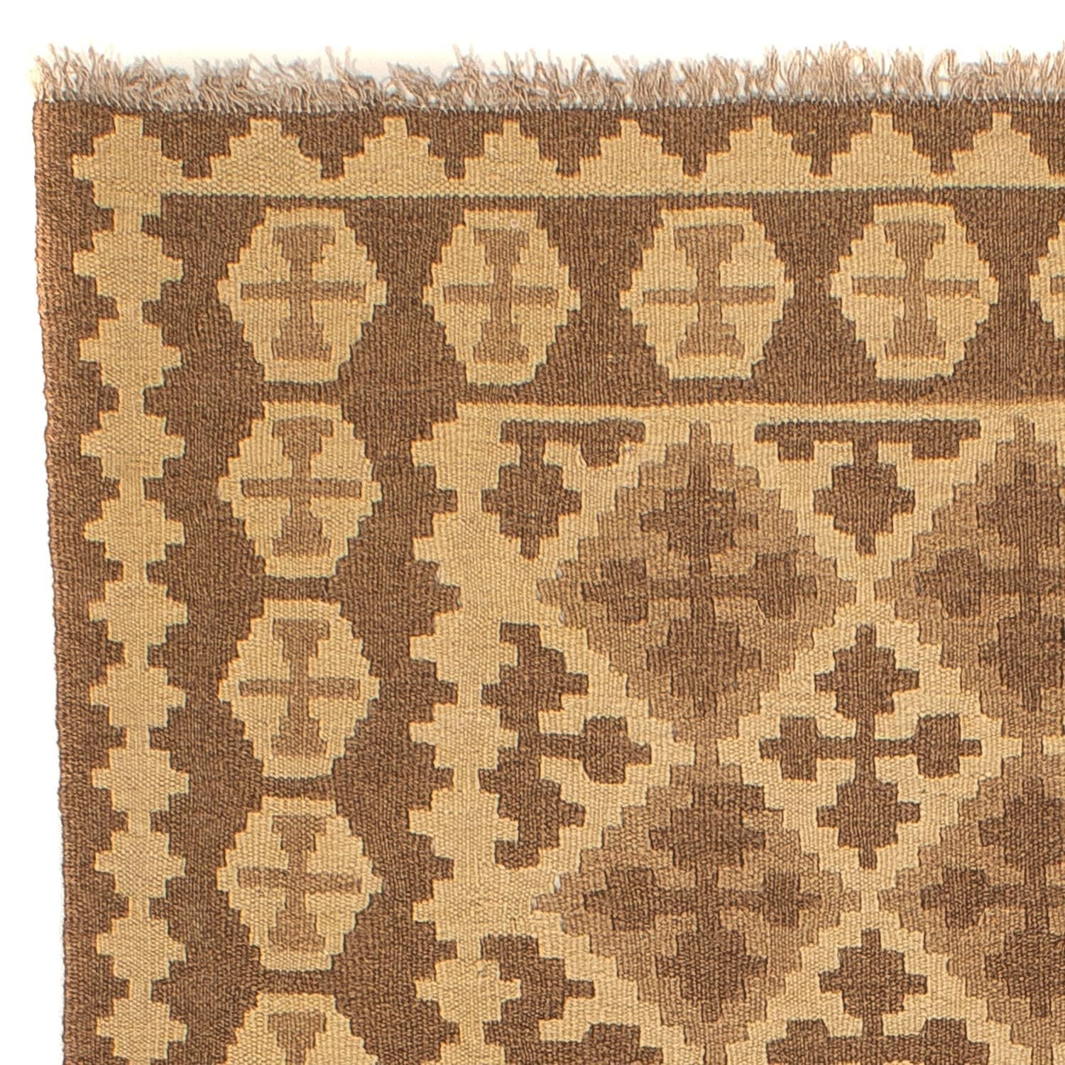 Kelim-tæppe - orientalsk - 189 x 145 cm - lys brun