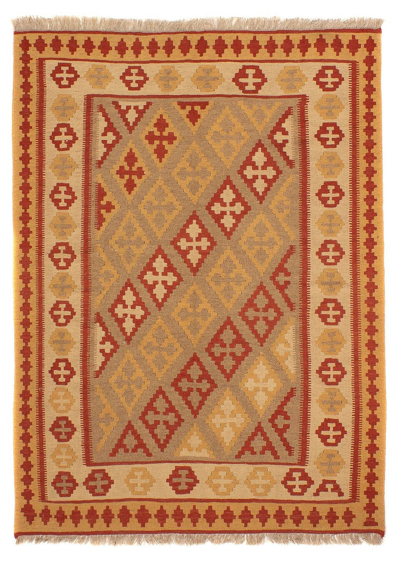 Kelim-tæppe - orientalsk - 198 x 146 cm - lys brun