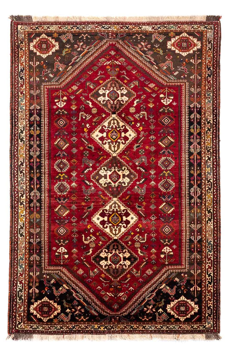 Persisk tæppe - Nomadisk - 270 x 175 cm - mørkerød