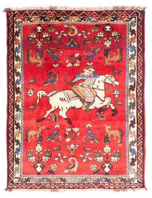 Persisk tæppe - Nomadisk - 158 x 123 cm - mørkerød