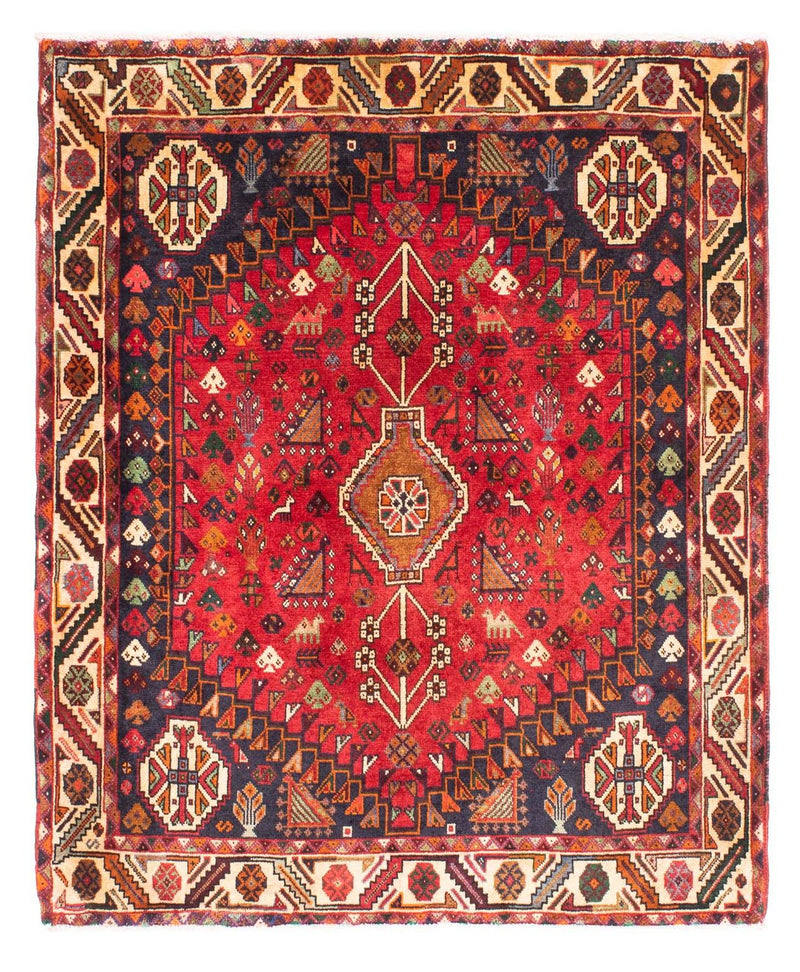 Persisk tæppe - Nomadisk - 162 x 130 cm - mørkerød
