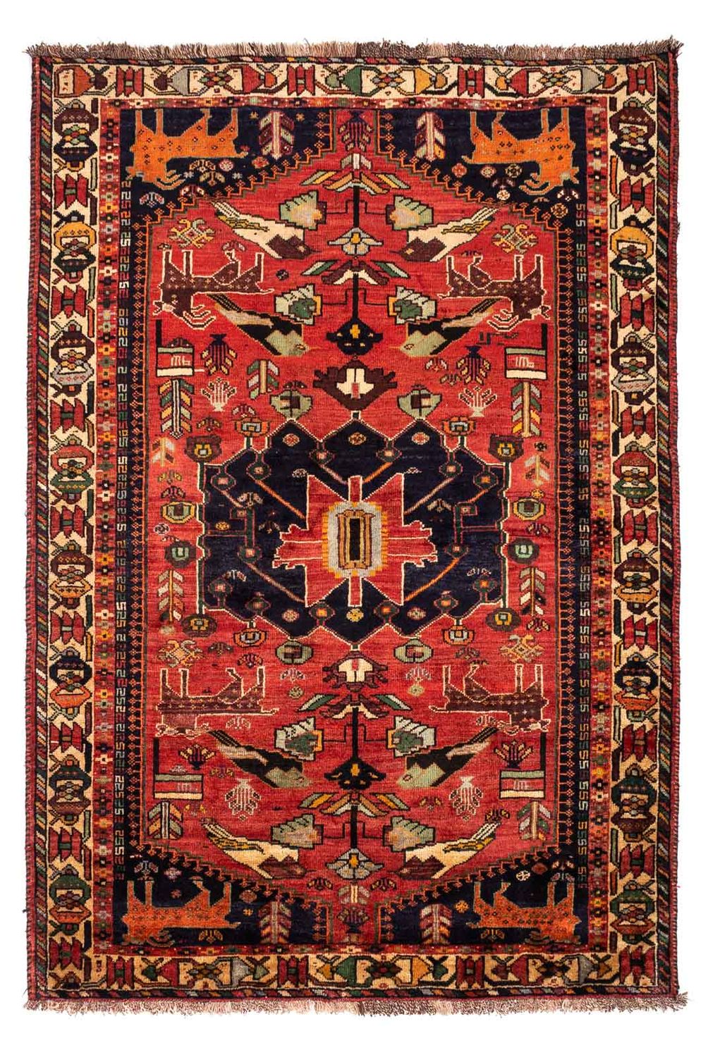 Persisk tæppe - Nomadisk - 265 x 182 cm - mørkerød