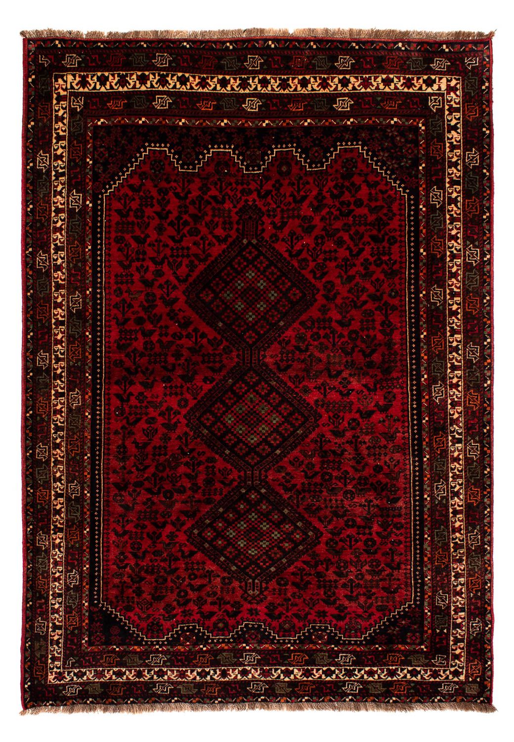 Persisk tæppe - Nomadisk - 295 x 200 cm - mørkerød