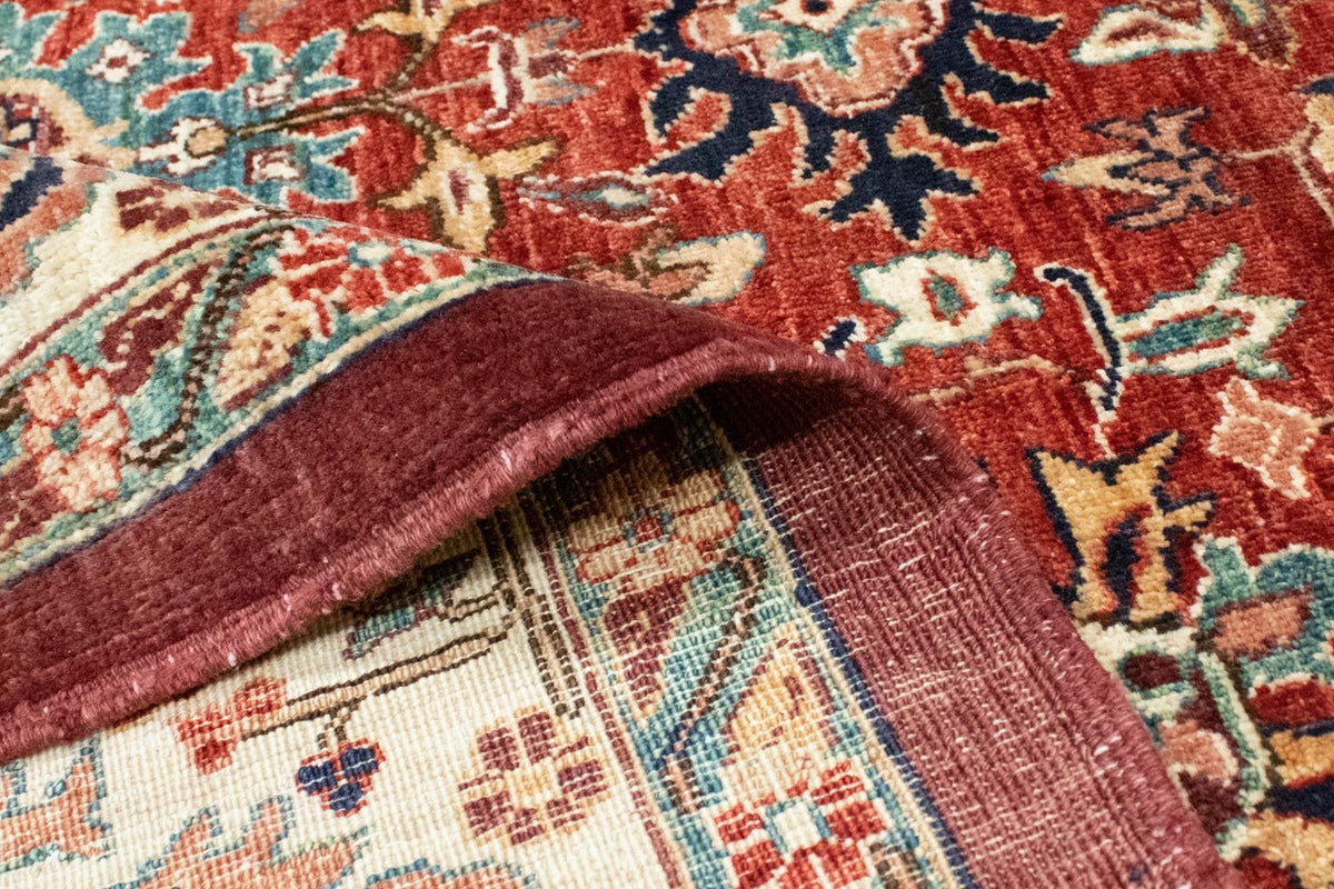 Afghansk tæppe - 200 x 148 cm - mørkerød