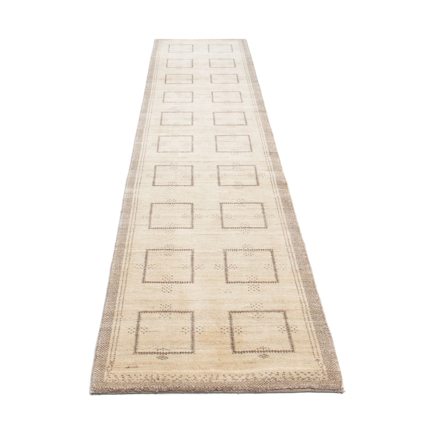 Løber Gabbeh Tæppe - Loribaft Persisk - 345 x 75 cm - beige