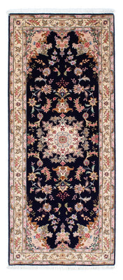 Løber Persisk tæppe - Tabriz - Royal - 200 x 83 cm - mørkeblå