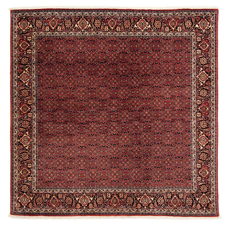 Persisk tæppe - Bijar firkantet  - 200 x 197 cm - mørkerød