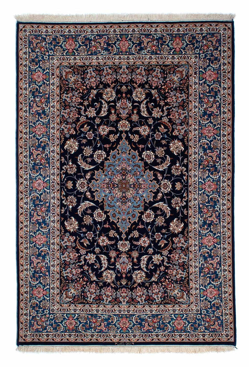 Persisk tæppe - Isfahan - Premium - 218 x 145 cm - mørkeblå