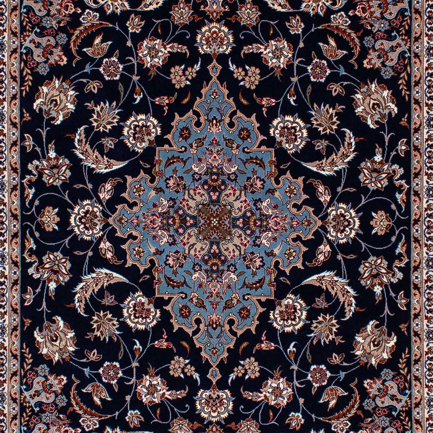 Persisk tæppe - Isfahan - Premium - 218 x 145 cm - mørkeblå