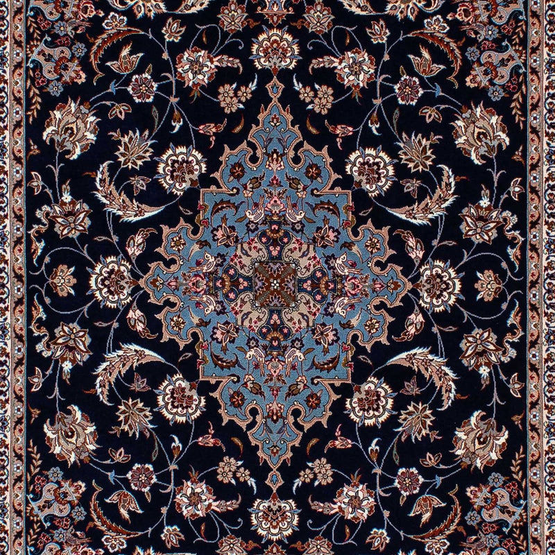 Persisk tæppe - Isfahan - Premium - 218 x 145 cm - mørkeblå