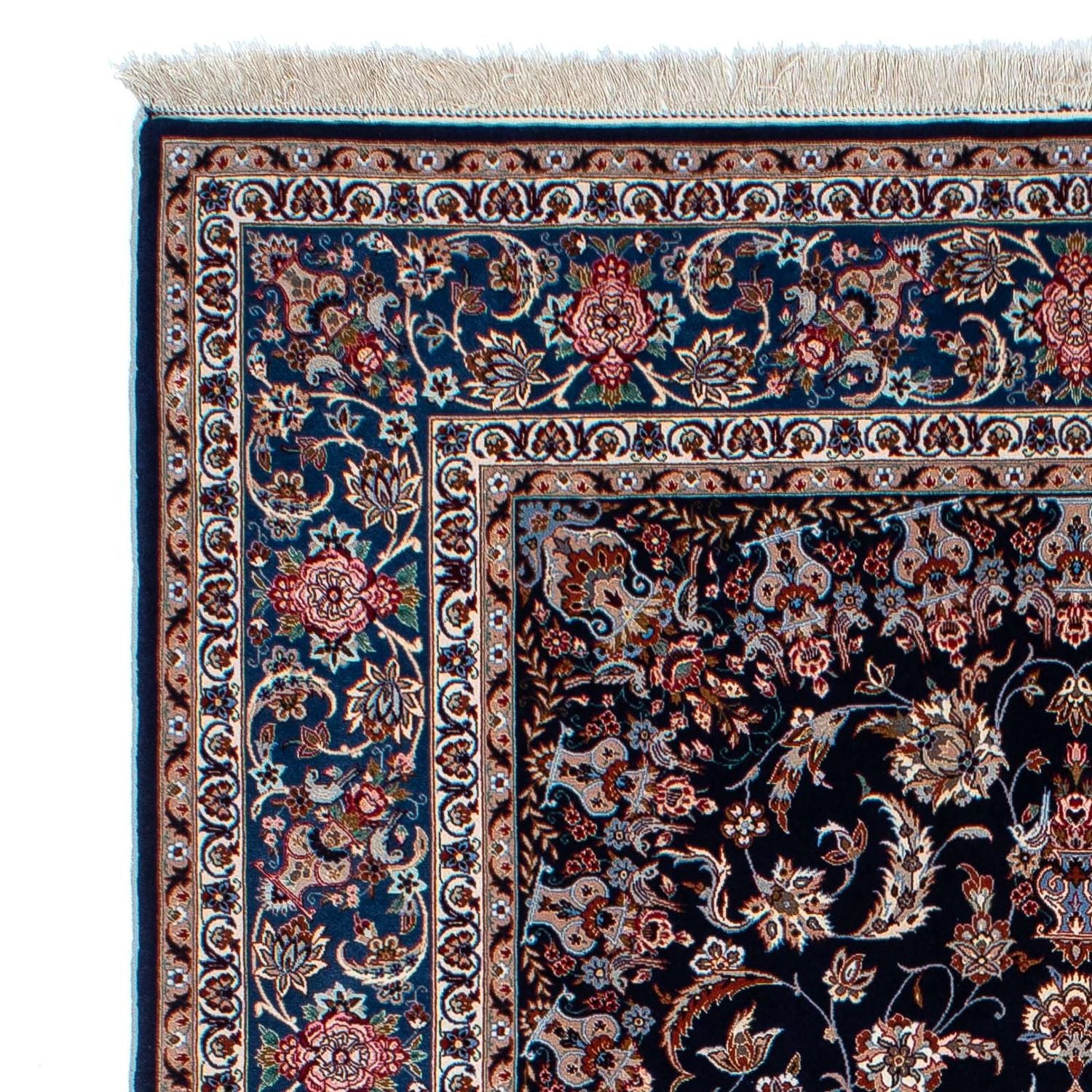 Persisk tæppe - Isfahan - Premium - 218 x 145 cm - mørkeblå