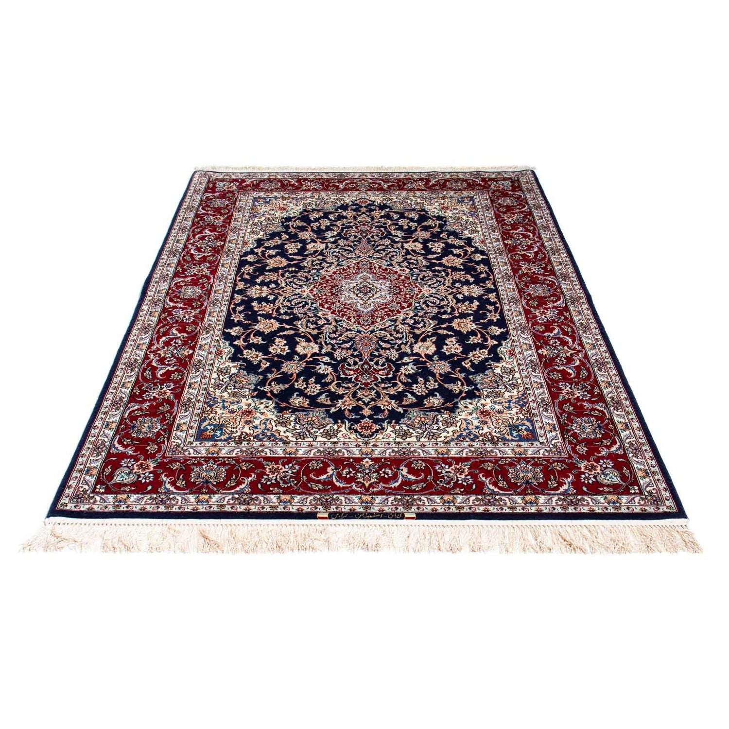 Persisk tæppe - Isfahan - Premium - 200 x 130 cm - mørkeblå