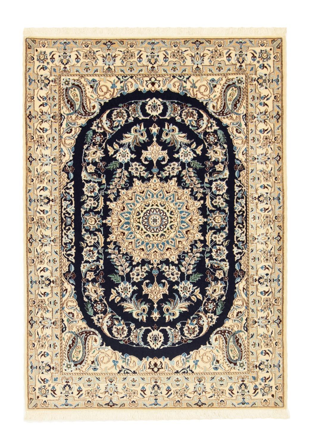 Persisk tæppe - Nain - Premium - 148 x 100 cm - mørkeblå