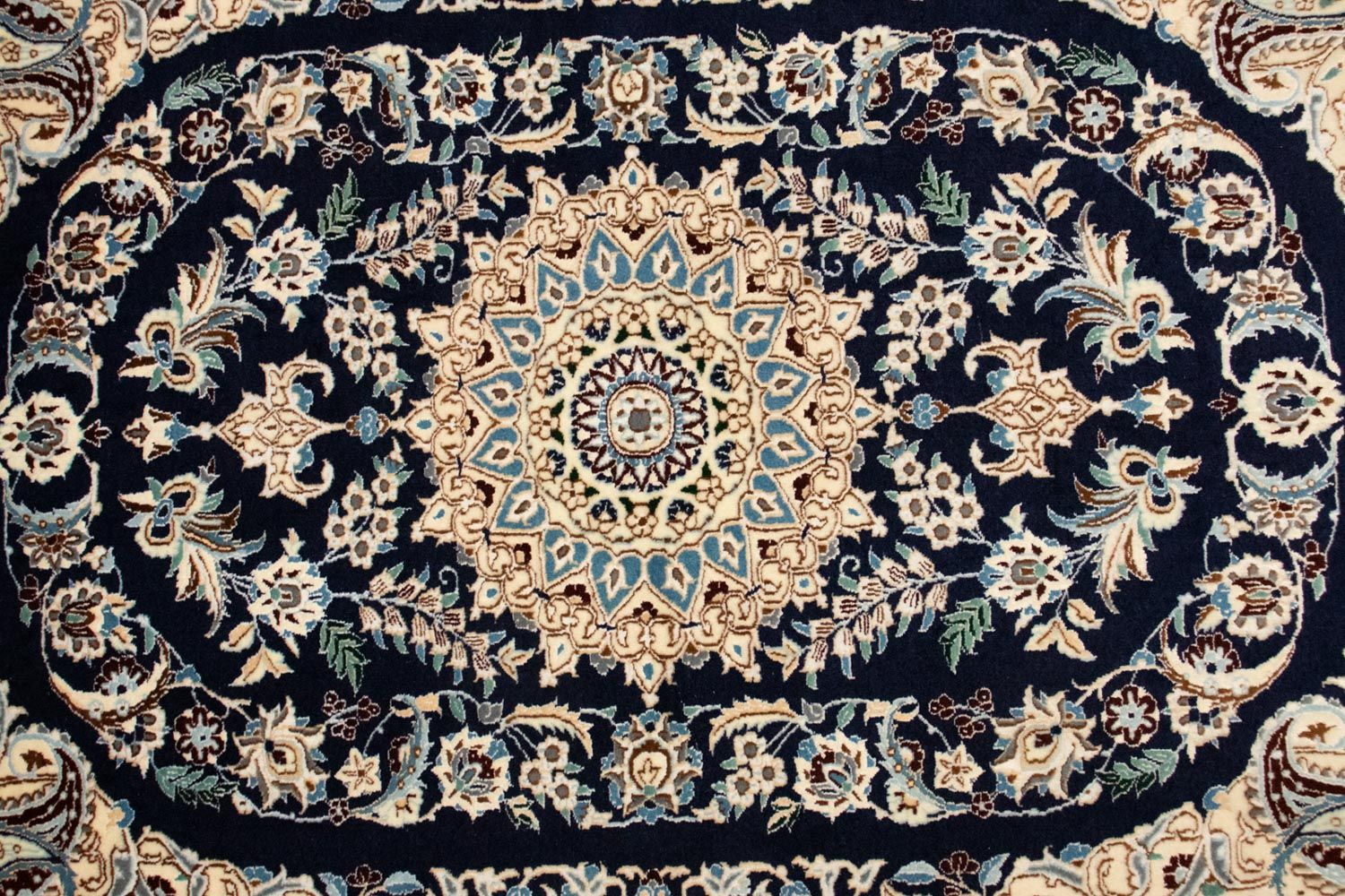 Persisk tæppe - Nain - Premium - 148 x 100 cm - mørkeblå