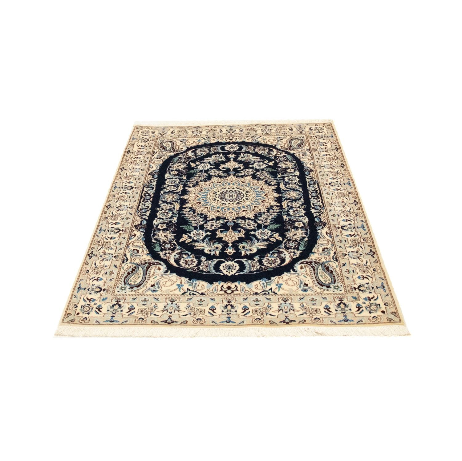 Persisk tæppe - Nain - Premium - 148 x 100 cm - mørkeblå