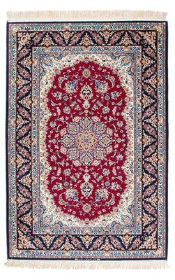 Persisk tæppe - Isfahan - Premium - 194 x 131 cm - mørkerød