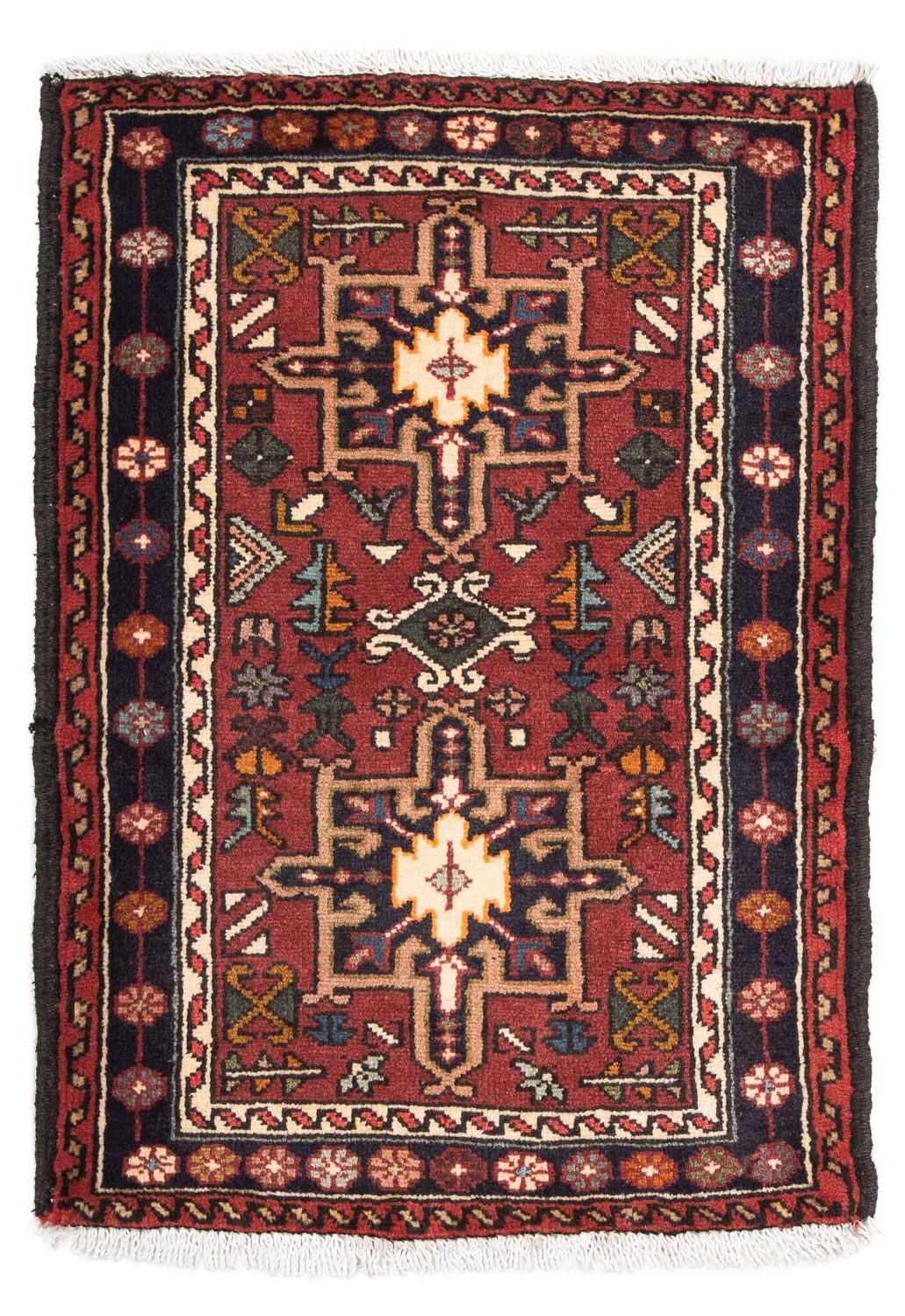 Persisk tæppe - Nomadisk - 105 x 75 cm - mørkerød