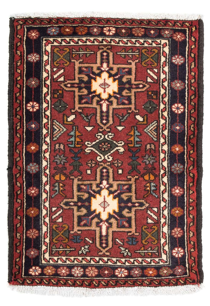 Persisk tæppe - Nomadisk - 105 x 75 cm - mørkerød