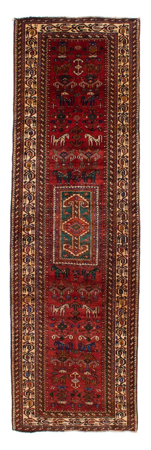 Løber Persisk tæppe - Nomadisk - 337 x 103 cm - mørkerød