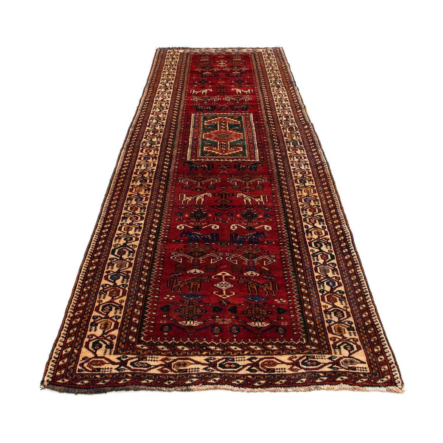Løber Persisk tæppe - Nomadisk - 337 x 103 cm - mørkerød