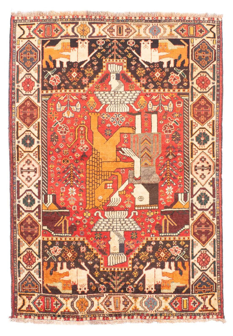 Persisk tæppe - Nomadisk - 155 x 108 cm - mørkerød