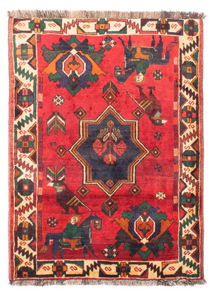 Persisk tæppe - Nomadisk - 159 x 117 cm - mørkerød