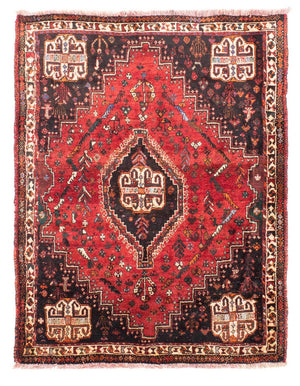 Persisk tæppe - Nomadisk - 162 x 117 cm - mørkerød