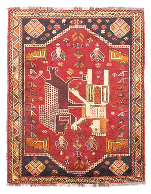 Persisk tæppe - Nomadisk - 167 x 120 cm - mørkerød