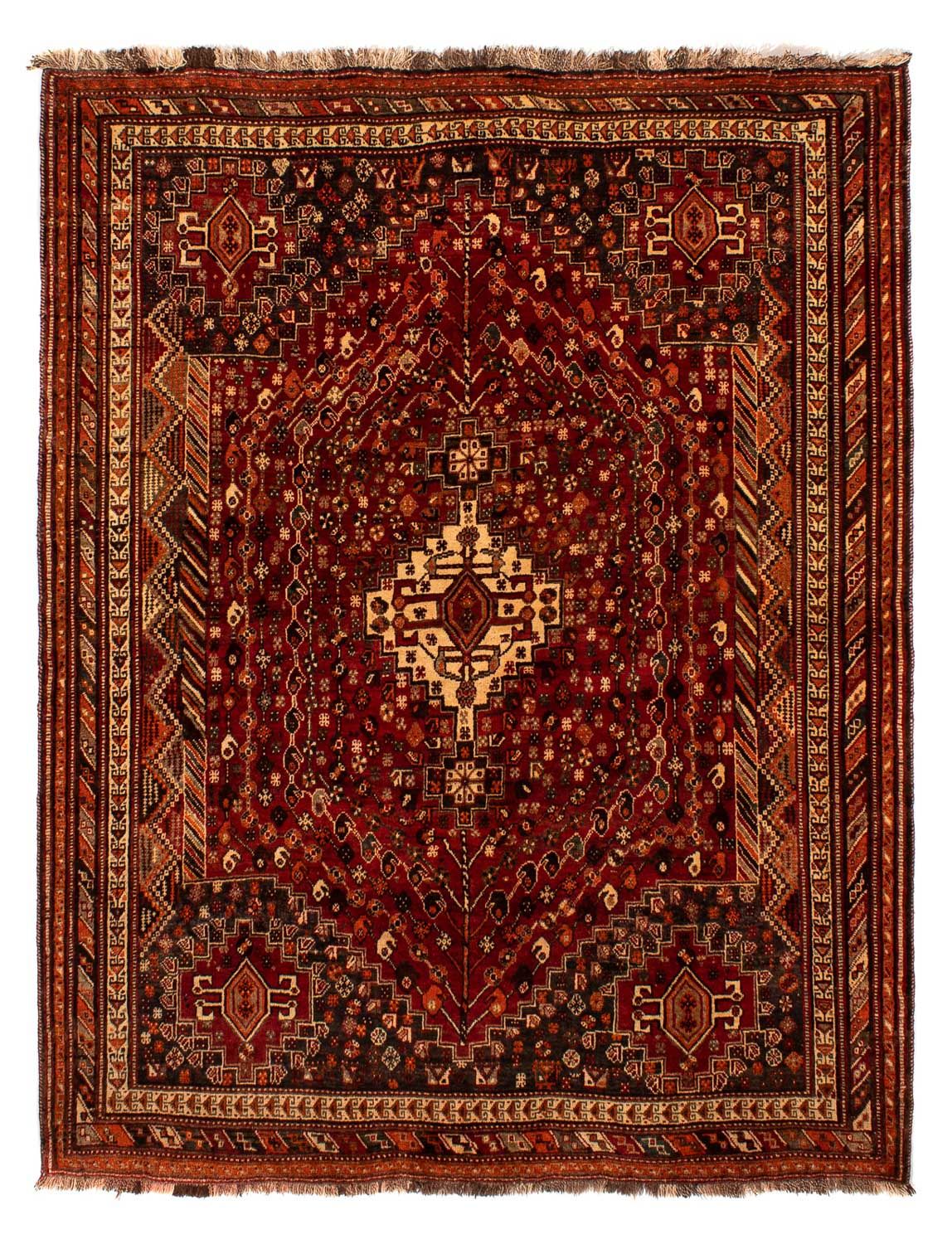 Persisk tæppe - Nomadisk - 240 x 190 cm - mørkerød