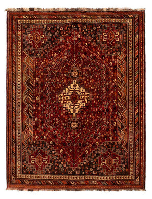 Persisk tæppe - Nomadisk - 240 x 190 cm - mørkerød