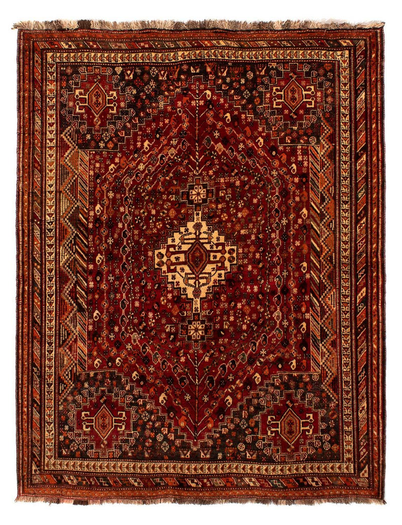 Persisk tæppe - Nomadisk - 240 x 190 cm - mørkerød