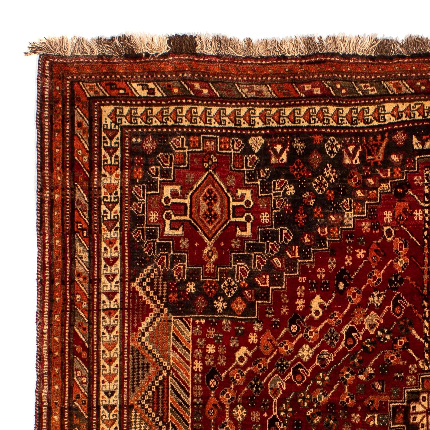 Persisk tæppe - Nomadisk - 240 x 190 cm - mørkerød