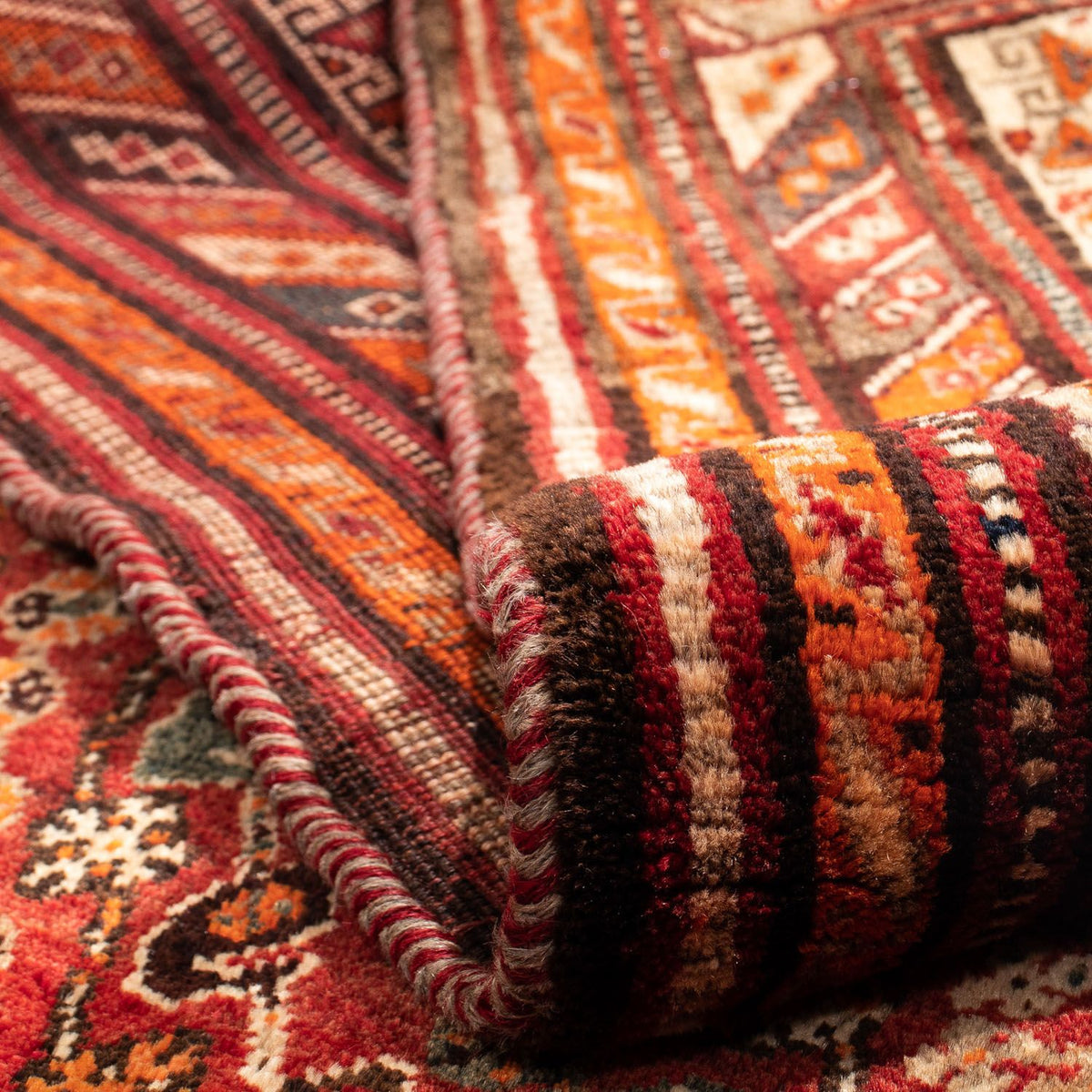 Persisk tæppe - Nomadisk - 240 x 190 cm - mørkerød