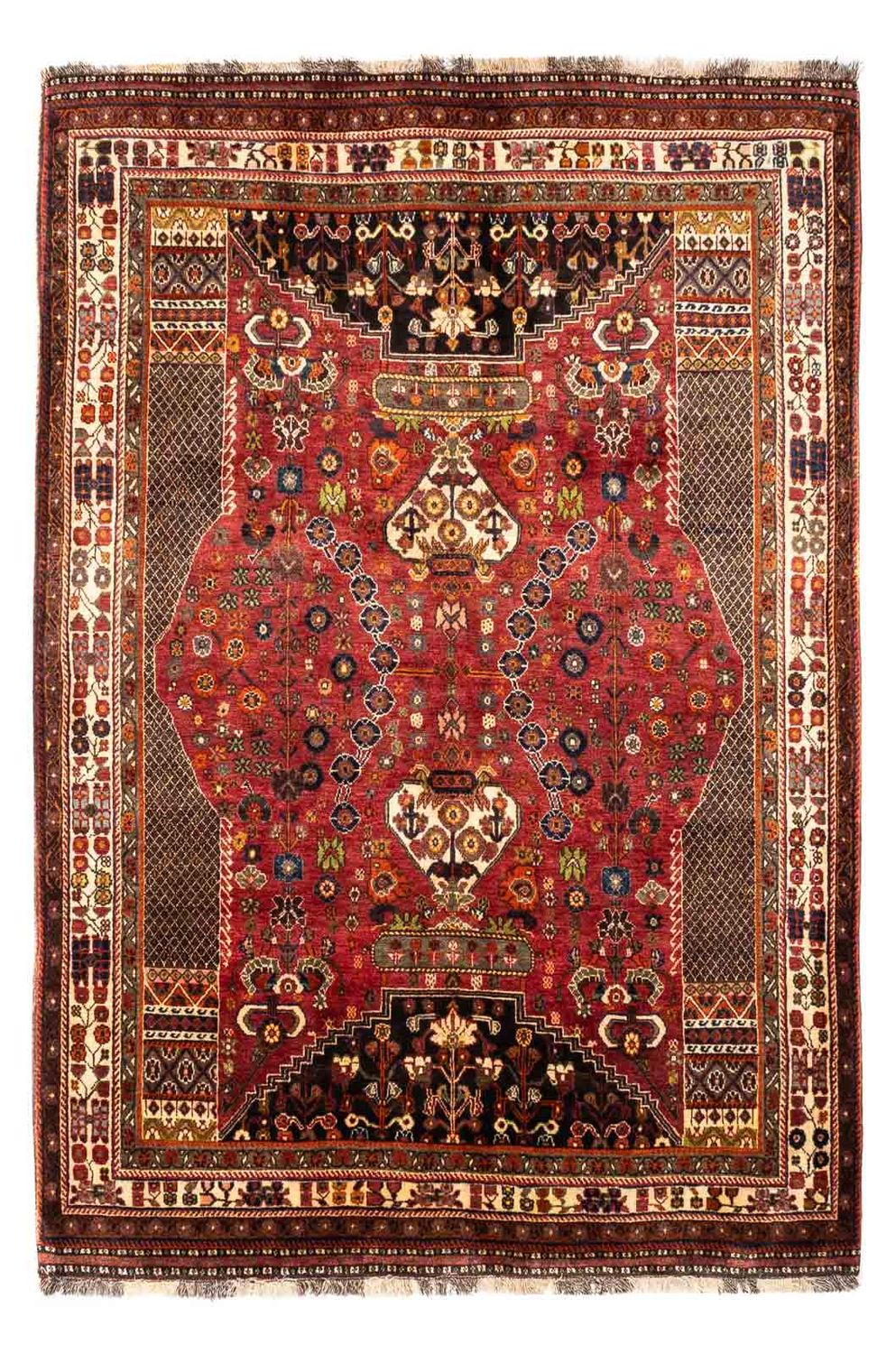 Persisk tæppe - Nomadisk - 243 x 170 cm - mørkerød