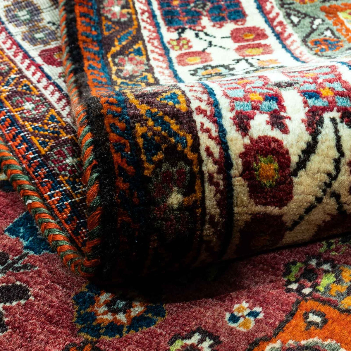 Persisk tæppe - Nomadisk - 243 x 170 cm - mørkerød