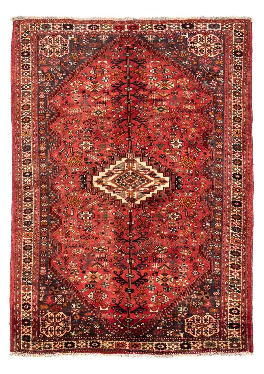 Persisk tæppe - Nomadisk - 243 x 174 cm - mørkerød
