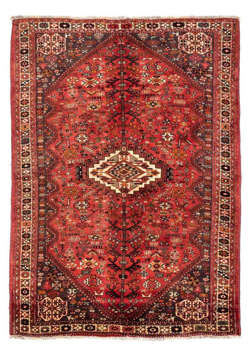 Persisk tæppe - Nomadisk - 243 x 174 cm - mørkerød