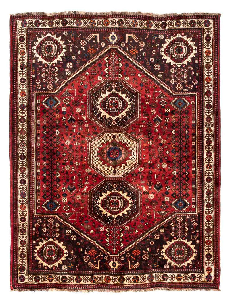 Persisk tæppe - Nomadisk - 244 x 183 cm - mørkerød