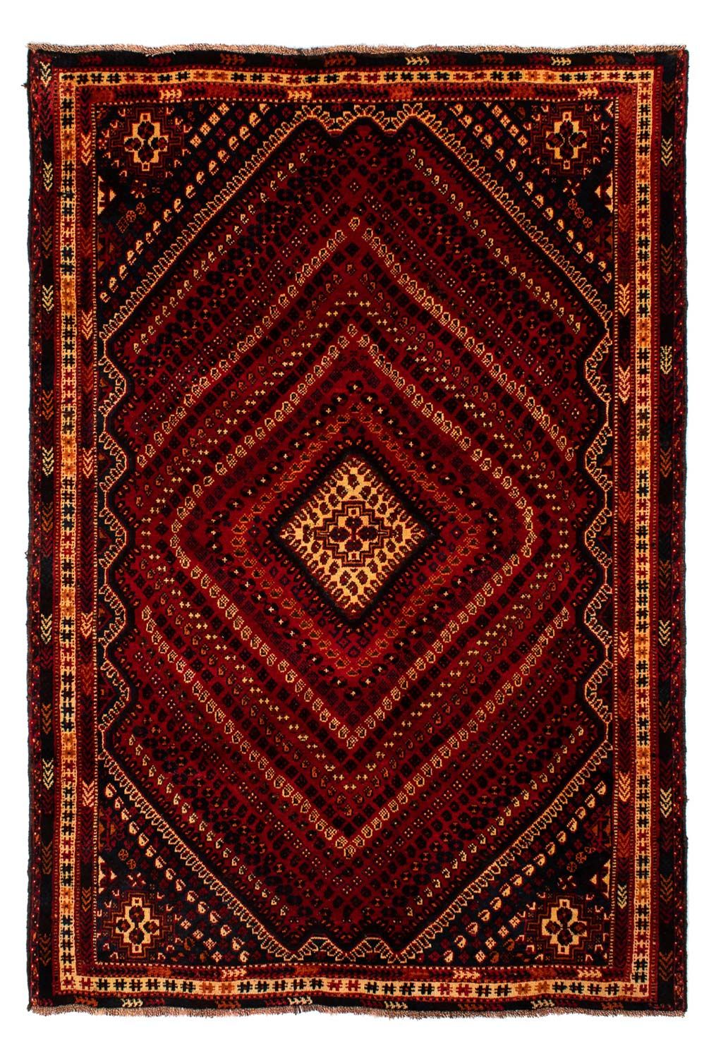 Persisk tæppe - Nomadisk - 277 x 193 cm - mørkerød