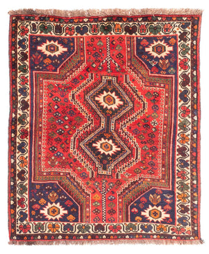 Persisk tæppe - Nomadisk - 150 x 118 cm - mørkerød