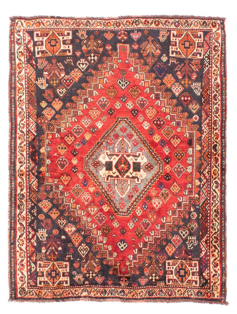 Persisk tæppe - Nomadisk - 150 x 120 cm - mørkerød